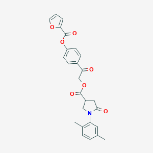molecular formula C26H23NO7 B270853 2-[4-(2-Furoyloxy)phenyl]-2-oxoethyl 1-(2,5-dimethylphenyl)-5-oxo-3-pyrrolidinecarboxylate 
