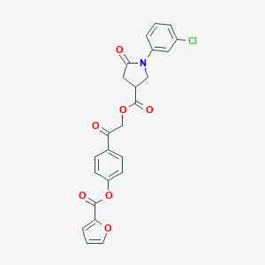 molecular formula C24H18ClNO7 B270854 2-[4-(2-Furoyloxy)phenyl]-2-oxoethyl 1-(3-chlorophenyl)-5-oxo-3-pyrrolidinecarboxylate 