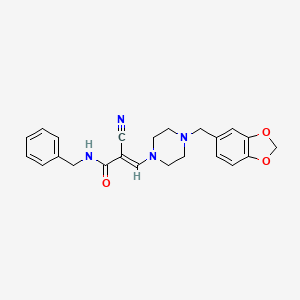 molecular formula C23H24N4O3 B2708540 (E)-3-(4-(benzo[d][1,3]dioxol-5-ylmethyl)piperazin-1-yl)-N-benzyl-2-cyanoacrylamide CAS No. 885179-45-3