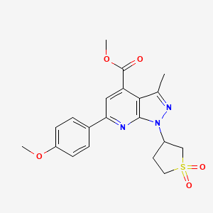 molecular formula C20H21N3O5S B2708542 methyl 1-(1,1-dioxidotetrahydrothiophen-3-yl)-6-(4-methoxyphenyl)-3-methyl-1H-pyrazolo[3,4-b]pyridine-4-carboxylate CAS No. 1040635-42-4