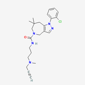 molecular formula C23H30ClN5O B2708544 1-(2-Chlorophenyl)-7,7-dimethyl-N-[3-[methyl(prop-2-ynyl)amino]propyl]-6,8-dihydro-4H-pyrazolo[4,3-c]azepine-5-carboxamide CAS No. 2224084-87-9