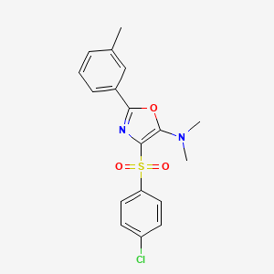 molecular formula C18H17ClN2O3S B2708548 4-((4-chlorophenyl)sulfonyl)-N,N-dimethyl-2-(m-tolyl)oxazol-5-amine CAS No. 620558-83-0