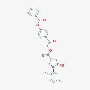 molecular formula C28H25NO6 B270855 2-Oxo-2-{4-[(phenylcarbonyl)oxy]phenyl}ethyl 1-(2,5-dimethylphenyl)-5-oxopyrrolidine-3-carboxylate 