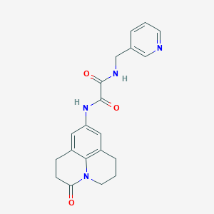 molecular formula C20H20N4O3 B2708550 N1-(3-oxo-1,2,3,5,6,7-hexahydropyrido[3,2,1-ij]quinolin-9-yl)-N2-(pyridin-3-ylmethyl)oxalamide CAS No. 898427-79-7