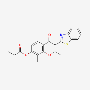 molecular formula C21H17NO4S B2708551 3-(1,3-苯并噻唑-2-基)-2,8-二甲基-4-氧代-4H-香豆素-7-基丙酸酯 CAS No. 384359-98-2
