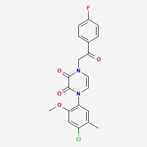 1-(4-Chloro-2-methoxy-5-methylphenyl)-4-[2-(4-fluorophenyl)-2-oxoethyl]pyrazine-2,3-dione