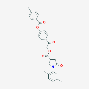 2-{4-[(4-Methylbenzoyl)oxy]phenyl}-2-oxoethyl 1-(2,5-dimethylphenyl)-5-oxo-3-pyrrolidinecarboxylate