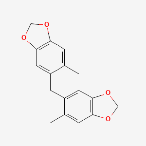molecular formula C17H16O4 B2708560 5-Methyl-6-[(6-methyl-1,3-benzodioxol-5-yl)methyl]-1,3-benzodioxole CAS No. 109733-91-7