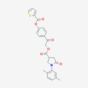 molecular formula C26H23NO6S B270857 2-Oxo-2-{4-[(2-thienylcarbonyl)oxy]phenyl}ethyl 1-(2,5-dimethylphenyl)-5-oxo-3-pyrrolidinecarboxylate 