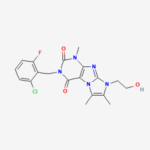 molecular formula C19H19ClFN5O3 B2708570 3-(2-chloro-6-fluorobenzyl)-8-(2-hydroxyethyl)-1,6,7-trimethyl-1H-imidazo[2,1-f]purine-2,4(3H,8H)-dione CAS No. 915927-47-8