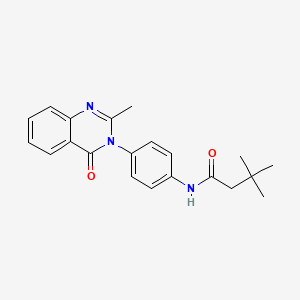 molecular formula C21H23N3O2 B2708574 3,3-二甲基-N-[4-(2-甲基-4-氧喹唑啉-3-基)苯基]丁酰胺 CAS No. 903327-95-7