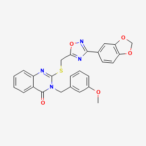 molecular formula C26H20N4O5S B2708576 2-(((3-(苯并[d][1,3]二噁英-5-基)-1,2,4-噁二唑-5-基)甲基硫基)-3-(3-甲氧基苄基)喹唑啉-4(3H)-酮 CAS No. 2034205-49-5