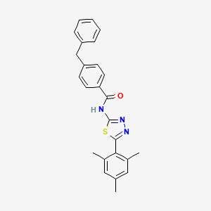 molecular formula C25H23N3OS B2708578 4-benzyl-N-[5-(2,4,6-trimethylphenyl)-1,3,4-thiadiazol-2-yl]benzamide CAS No. 391866-10-7