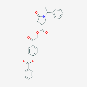 molecular formula C28H25NO6 B270858 2-[4-(Benzoyloxy)phenyl]-2-oxoethyl 5-oxo-1-(1-phenylethyl)-3-pyrrolidinecarboxylate 