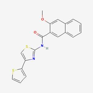 molecular formula C19H14N2O2S2 B2708581 3-methoxy-N-(4-(thiophen-2-yl)thiazol-2-yl)-2-naphthamide CAS No. 312914-30-0