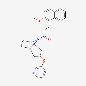 molecular formula C26H28N2O3 B2708598 3-(2-methoxynaphthalen-1-yl)-1-((1R,5S)-3-(pyridin-3-yloxy)-8-azabicyclo[3.2.1]octan-8-yl)propan-1-one CAS No. 2108442-55-1