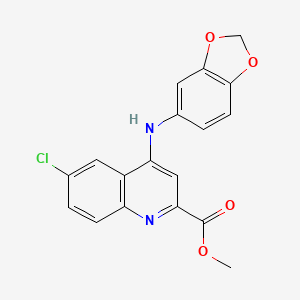 molecular formula C18H13ClN2O4 B2708599 Methyl 4-(benzo[d][1,3]dioxol-5-ylamino)-6-chloroquinoline-2-carboxylate CAS No. 1189887-35-1