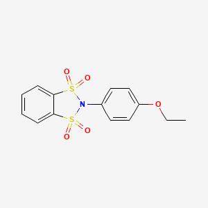 molecular formula C14H13NO5S2 B2708619 2-(4-Ethoxyphenyl)benzo[d][1,3,2]dithiazole 1,1,3,3-tetraoxide CAS No. 388621-22-5