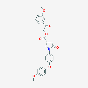 molecular formula C27H25NO7 B270862 2-(3-Methoxyphenyl)-2-oxoethyl 1-[4-(4-methoxyphenoxy)phenyl]-5-oxo-3-pyrrolidinecarboxylate 