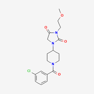 molecular formula C18H22ClN3O4 B2708625 1-(1-(3-Chlorobenzoyl)piperidin-4-yl)-3-(2-methoxyethyl)imidazolidine-2,4-dione CAS No. 2034291-89-7