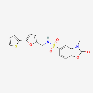 molecular formula C17H14N2O5S2 B2708629 3-methyl-2-oxo-N-((5-(thiophen-2-yl)furan-2-yl)methyl)-2,3-dihydrobenzo[d]oxazole-5-sulfonamide CAS No. 2097922-21-7