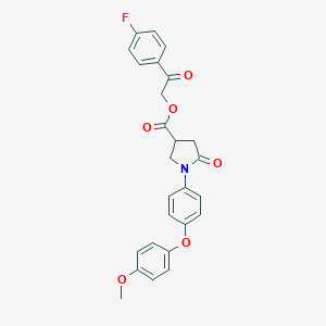 molecular formula C26H22FNO6 B270863 2-(4-Fluorophenyl)-2-oxoethyl 1-[4-(4-methoxyphenoxy)phenyl]-5-oxo-3-pyrrolidinecarboxylate 