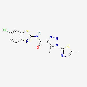 molecular formula C15H11ClN6OS2 B2708630 N-(6-chlorobenzo[d]thiazol-2-yl)-5-methyl-1-(5-methylthiazol-2-yl)-1H-1,2,3-triazole-4-carboxamide CAS No. 1251670-60-6