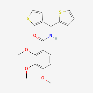 2,3,4-trimethoxy-N-(thiophen-2-yl(thiophen-3-yl)methyl)benzamide
