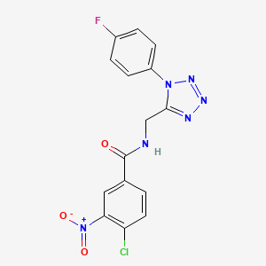 molecular formula C15H10ClFN6O3 B2708637 4-chloro-N-((1-(4-fluorophenyl)-1H-tetrazol-5-yl)methyl)-3-nitrobenzamide CAS No. 897623-49-3