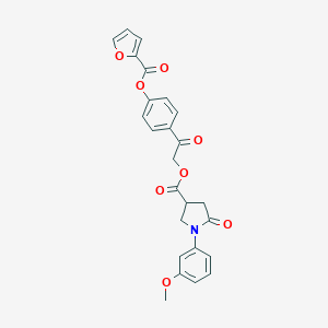 molecular formula C25H21NO8 B270864 2-[4-(2-Furoyloxy)phenyl]-2-oxoethyl 1-(3-methoxyphenyl)-5-oxo-3-pyrrolidinecarboxylate 