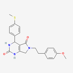 molecular formula C22H23N3O3S B2708645 6-(4-methoxyphenethyl)-4-(4-(methylthio)phenyl)-3,4,6,7-tetrahydro-1H-pyrrolo[3,4-d]pyrimidine-2,5-dione CAS No. 941044-66-2