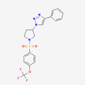 molecular formula C19H17F3N4O3S B2708653 4-苯基-1-(1-((4-(三氟甲氧基)苯基)磺酰)吡咯烷-3-基)-1H-1,2,3-三唑 CAS No. 2034523-04-9