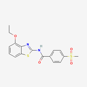 molecular formula C17H16N2O4S2 B2708655 N-(4-ethoxybenzo[d]thiazol-2-yl)-4-(methylsulfonyl)benzamide CAS No. 896337-58-9