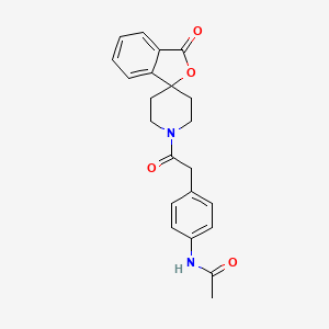 molecular formula C22H22N2O4 B2708656 N-(4-(2-oxo-2-(3-oxo-3H-spiro[isobenzofuran-1,4'-piperidin]-1'-yl)ethyl)phenyl)acetamide CAS No. 1705199-38-7