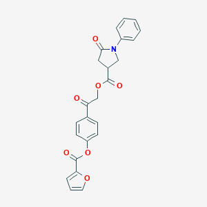 molecular formula C24H19NO7 B270866 2-[4-(2-Furoyloxy)phenyl]-2-oxoethyl 5-oxo-1-phenyl-3-pyrrolidinecarboxylate 