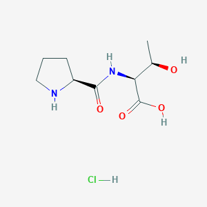 molecular formula C9H17ClN2O4 B2708664 (2S,3R)-3-Hydroxy-2-[[(2S)-pyrrolidine-2-carbonyl]amino]butanoic acid;hydrochloride CAS No. 2470280-44-3