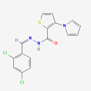 molecular formula C16H11Cl2N3OS B2708680 N'-[(Z)-(2,4-dichlorophenyl)methylidene]-3-(1H-pyrrol-1-yl)-2-thiophenecarbohydrazide CAS No. 478063-24-0