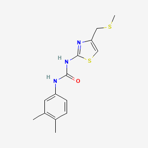 molecular formula C14H17N3OS2 B2708688 1-(3,4-二甲基苯基)-3-(4-((甲硫基)甲基)噻唑-2-基)脲 CAS No. 1207044-43-6