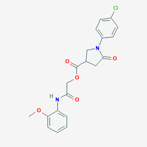 molecular formula C20H19ClN2O5 B270870 2-(2-Methoxyanilino)-2-oxoethyl 1-(4-chlorophenyl)-5-oxo-3-pyrrolidinecarboxylate 