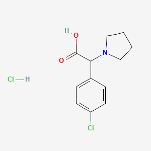 molecular formula C12H15Cl2NO2 B2708701 2-(4-氯苯基)-2-(吡咯啉-1-基)乙酸盐酸盐 CAS No. 1956309-54-8
