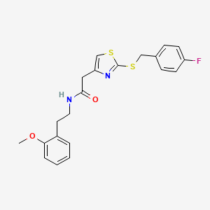 molecular formula C21H21FN2O2S2 B2708702 2-(2-((4-氟苯甲基)硫代)噻唑-4-基)-N-(2-甲氧苯乙基)乙酰胺 CAS No. 941922-63-0