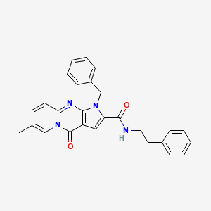 molecular formula C27H24N4O2 B2708703 1-苄基-7-甲基-4-氧代-N-(2-苯乙基)-1,4-二氢吡啶[1,2-a]吡咯[2,3-d]嘧啶-2-基甲酰胺 CAS No. 900297-87-2