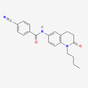 molecular formula C21H21N3O2 B2708710 N-(1-丁基-2-氧代-1,2,3,4-四氢喹啉-6-基)-4-氰基苯甲酰胺 CAS No. 946220-96-8