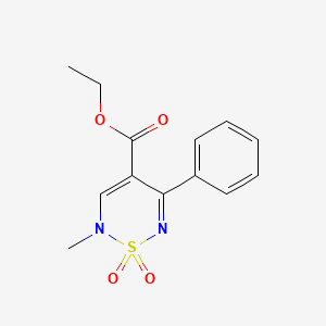 molecular formula C13H14N2O4S B2708714 ethyl 2-methyl-5-phenyl-2H-1,2,6-thiadiazine-4-carboxylate 1,1-dioxide CAS No. 1987263-11-5