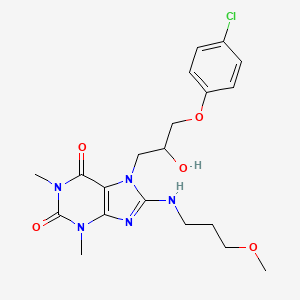 molecular formula C20H26ClN5O5 B2708719 7-(3-(4-chlorophenoxy)-2-hydroxypropyl)-8-((3-methoxypropyl)amino)-1,3-dimethyl-1H-purine-2,6(3H,7H)-dione CAS No. 941965-67-9