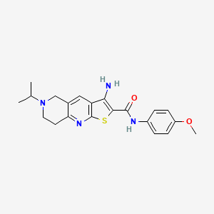 molecular formula C21H24N4O2S B2708724 3-氨基-N-(4-甲氧基苯基)-6-异丙基-7,8-二氢-5H-噻吩[2,3-b][1,6]萘啉-2-甲酰胺 CAS No. 728000-33-7