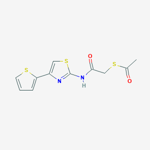 molecular formula C11H10N2O2S3 B2708735 S-(2-oxo-2-((4-(thiophen-2-yl)thiazol-2-yl)amino)ethyl) ethanethioate CAS No. 955715-25-0