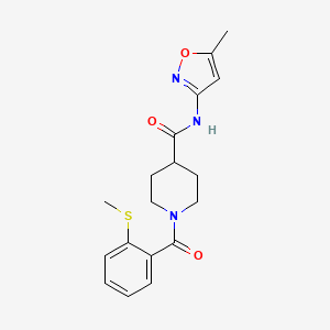 molecular formula C18H21N3O3S B2708738 N-(5-methylisoxazol-3-yl)-1-(2-(methylthio)benzoyl)piperidine-4-carboxamide CAS No. 1226448-09-4