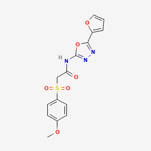 molecular formula C15H13N3O6S B2708743 N-(5-(呋喃-2-基)-1,3,4-噁二唑-2-基)-2-((4-甲氧基苯基)磺酰)乙酰胺 CAS No. 941988-71-2