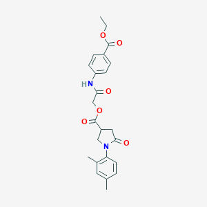 molecular formula C24H26N2O6 B270875 2-[4-(Ethoxycarbonyl)anilino]-2-oxoethyl 1-(2,4-dimethylphenyl)-5-oxo-3-pyrrolidinecarboxylate 